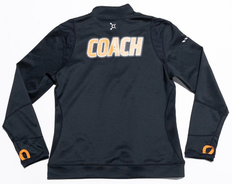 Orange Theory Coach Jacket Women's Medium 1/4 Zip Pullover Black Wicking Fitness