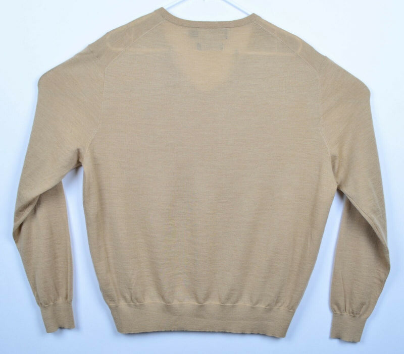 Polo Ralph Lauren Men's Sz XL 100% Merino Wool Cream V-Neck Pullover Sweater