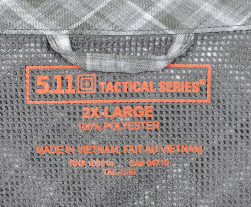 5.11 Tactical Series Men's 2XL Snap-Front Conceal Carry Plaid QuickDraw Shirt