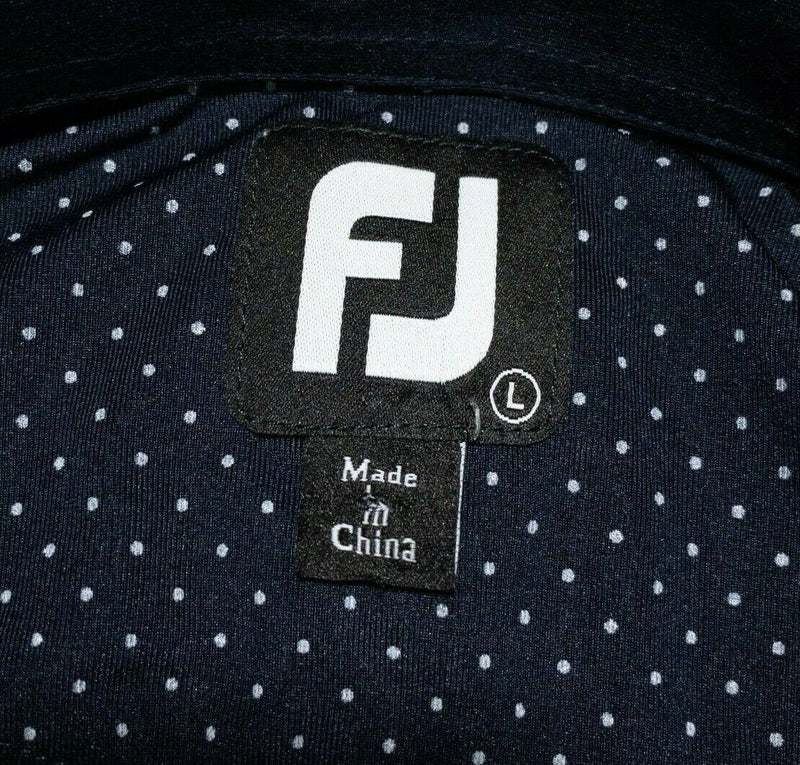 FootJoy Golf Shirt Large Men's Stretch Lisle Dot Print Polo Navy Blue Wicking