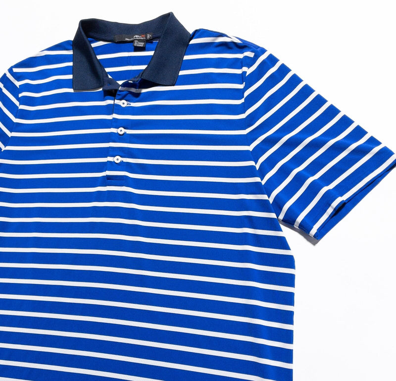RLX Ralph Lauren Golf Large Men's Polo Shirt Royal Blue Striped Logo Performance