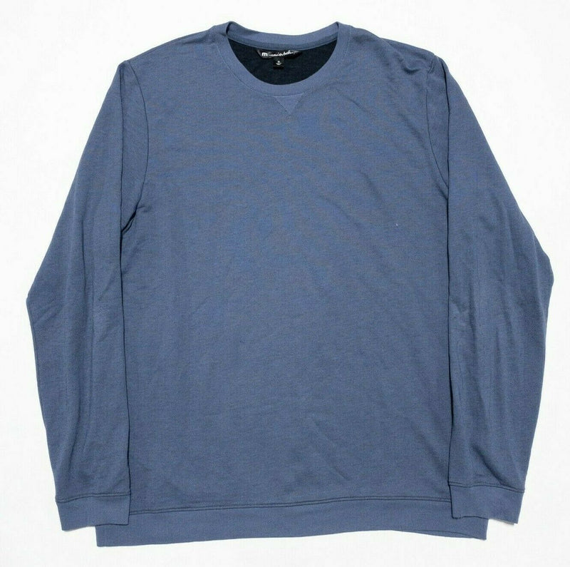 Travis Mathew Men's XL Crewneck Sweatshirt Blue Polyester Pima Cotton Modal Golf