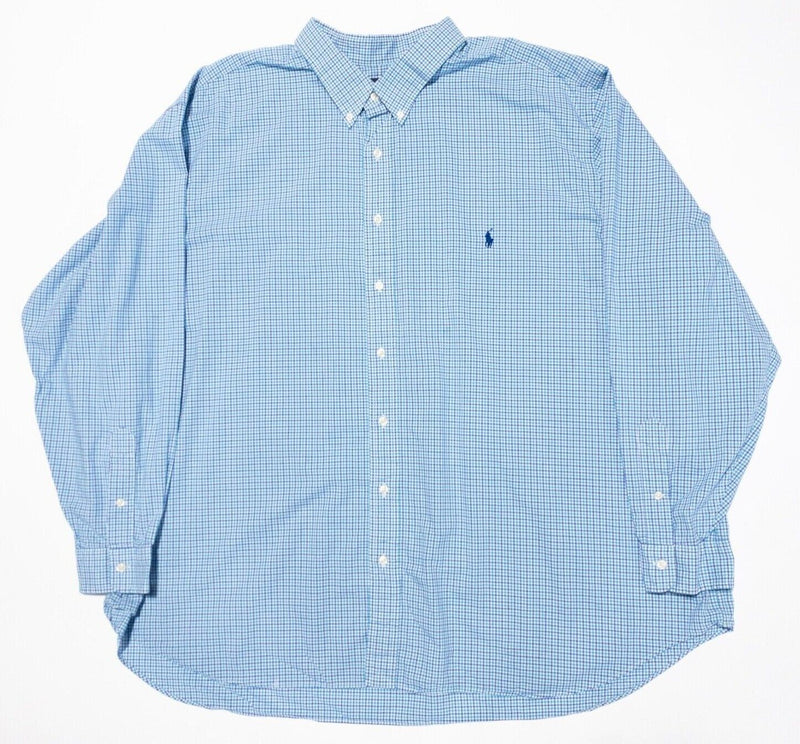 Polo Ralph Lauren 4XB Long Sleeve Men's Shirt Blue Check Big & Tall 4XL Big