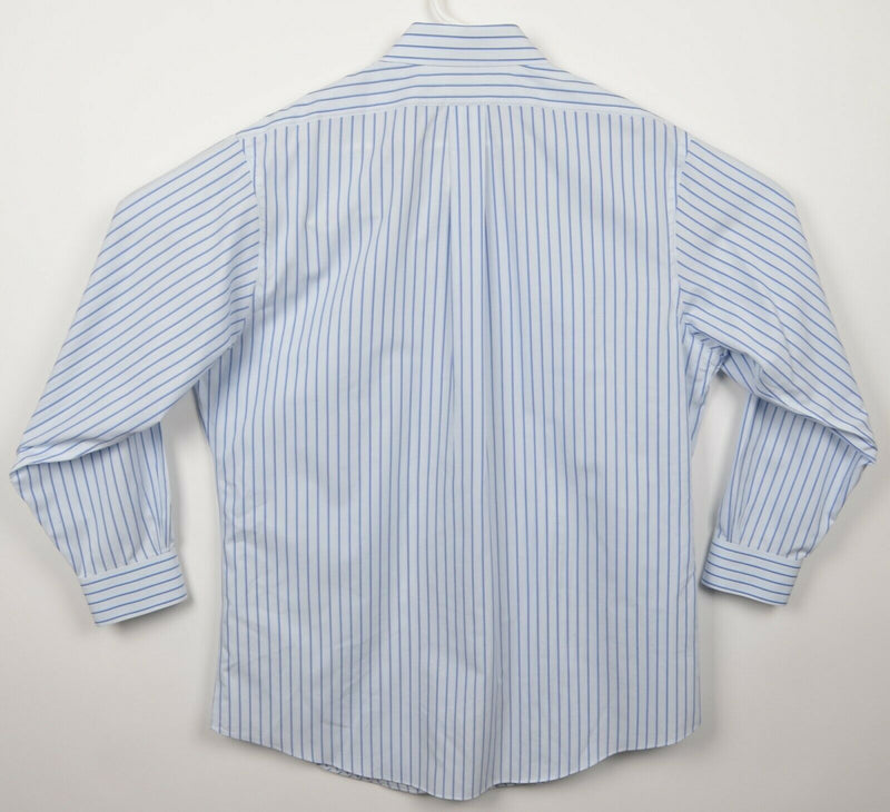 Brooks Brothers Men's 16.5-32 Classic Non-Iron White Blue Striped Dress Shirt