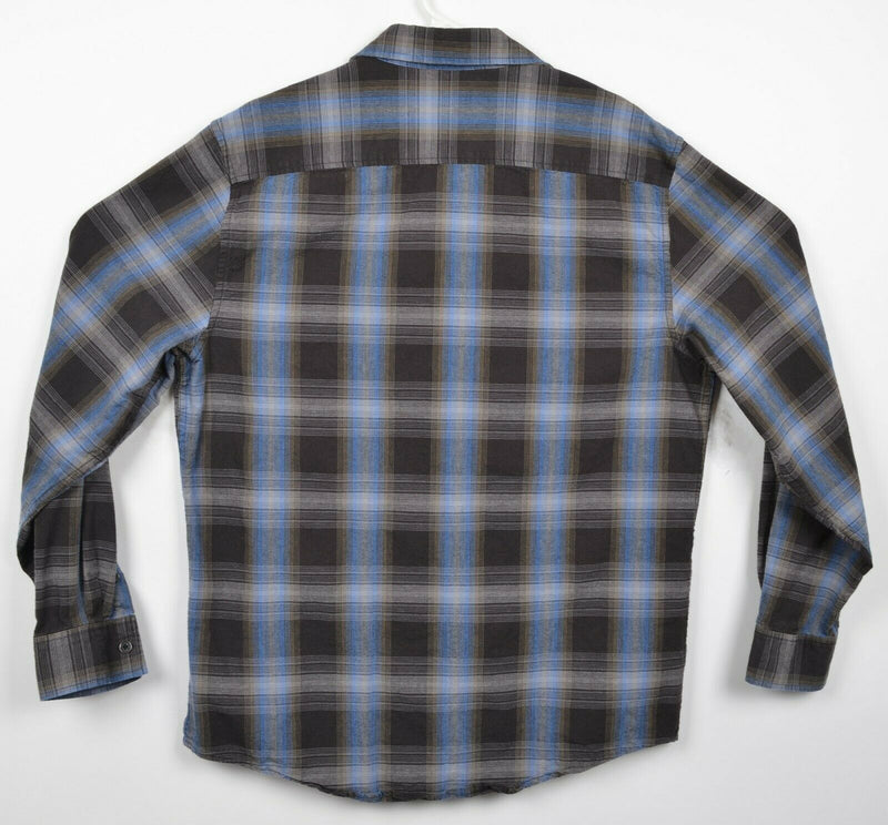 Carbon 2 Cobalt Men's Medium Brown Blue Plaid Button-Front Shirt