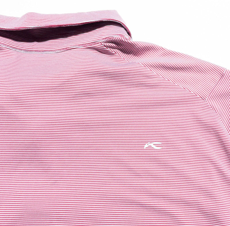 KJUS Golf Polo Shirt Mens 2XL/56 Pink Soren Stripe Wicking UPF 50+ Short Sleeve