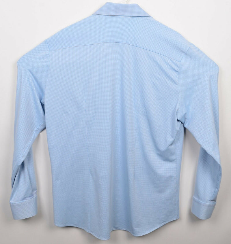 Mizzen+Main Men 2XL Trim Fit Spinnaker Blue White Check Performance Dress Shirt