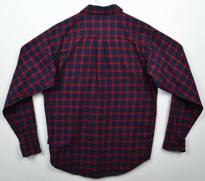 Patagonia Organic Cotton Men's Small Navy Red Plaid Pima Cotton Flannel Shirt