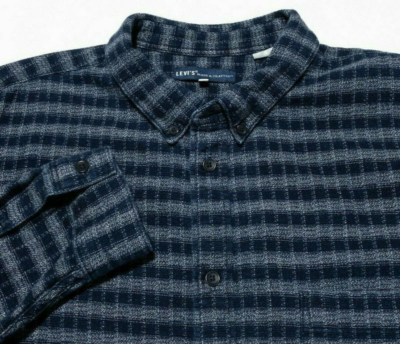 Levi's Made & Crafted Flannel Shirt Blue Striped Long Sleeve Button-Down Men XL