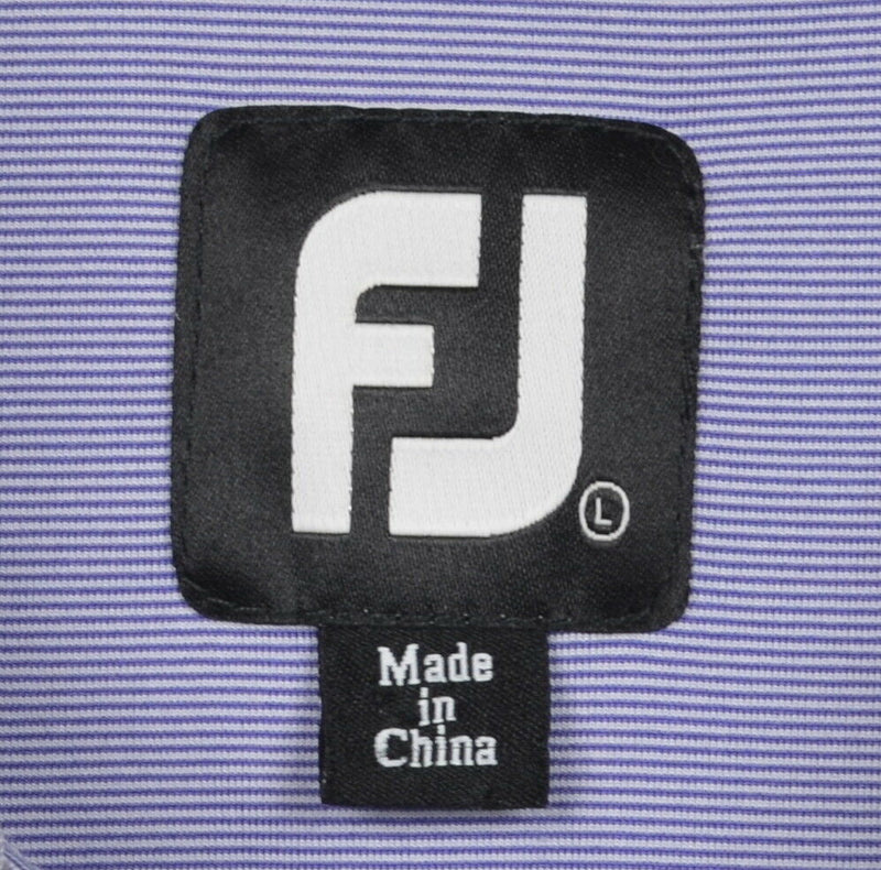 FootJoy Men's Sz Large Purple Micro-Striped FJ Performance Golf Polo Shirt