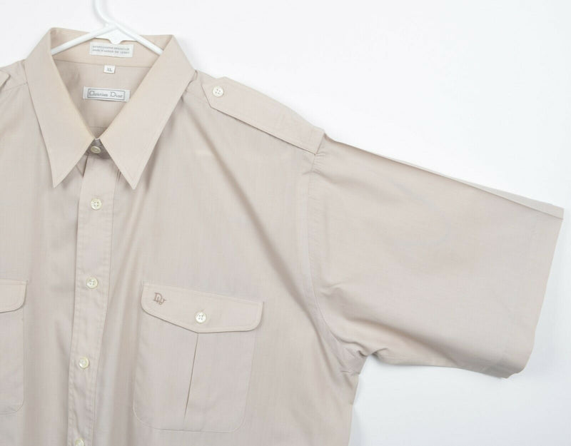 Vtg 80s Christian Dior Men's Sz XL Embroidered Logo Button-Front Shirt