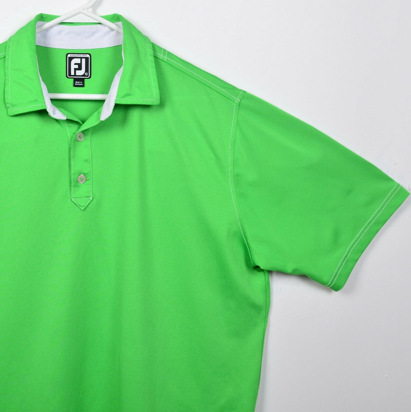FootJoy Men's XL Athletic Fit Solid Green FJ Golf Wicking Performance Polo Shirt