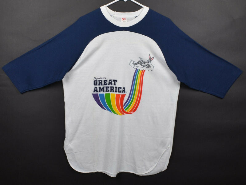 Vtg 1982 Great America Men's XL Bugs Bunny Rainbow Baseball Raglan T-Shirt