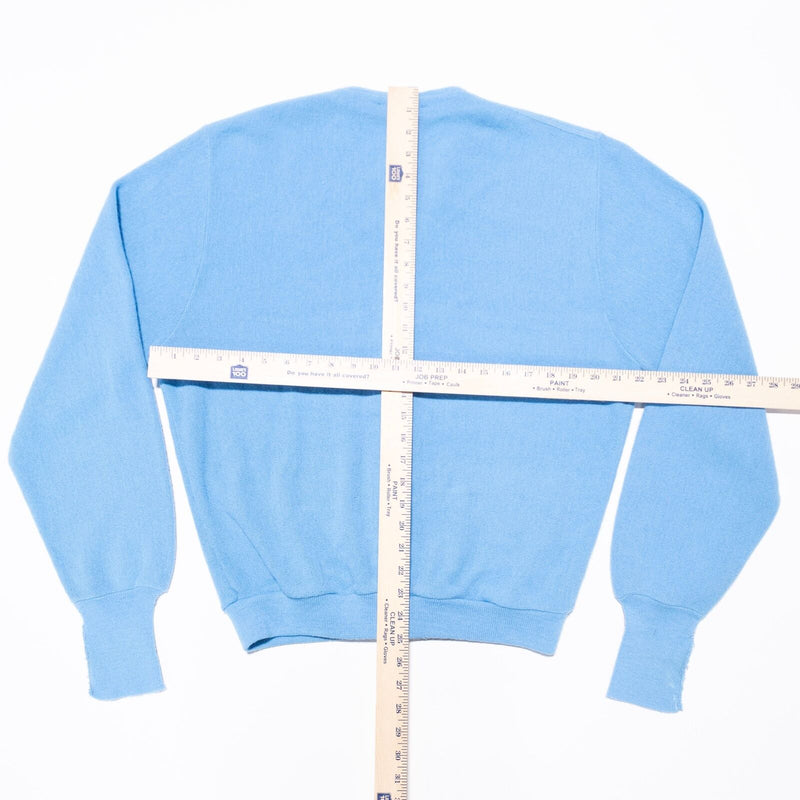 Lacoste Vintage Cardigan Sweater Mens Large 70s Orlon Acrylic Light Blue Grandpa