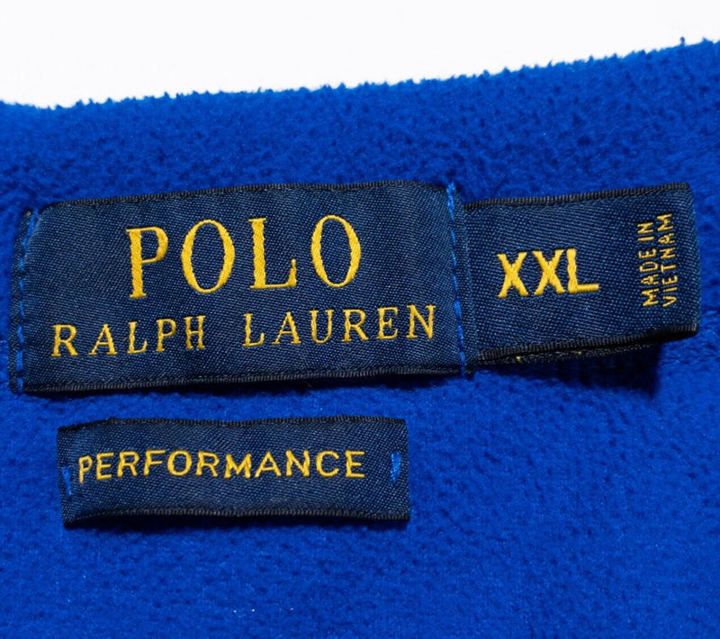 Polo Ralph Lauren Fleece Jacket Men's 2XL Performance Pullover 1/4 Zip Blue Logo
