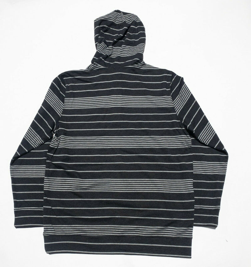 Oakley Men's Large Black Gray Striped Cotton Blend Lightweight Pullover Hoodie