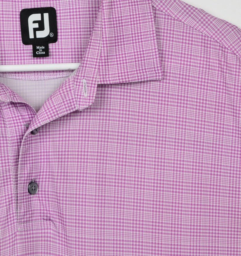 FootJoy Men's Sz XL Pink Plaid Short Sleeve Golf Polo Shirt