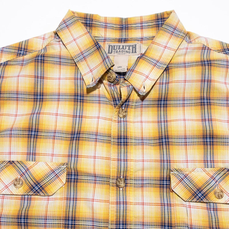 Duluth Trading Shirt Men's 3XL Standard Fit Polyester Wicking Yellow Plaid