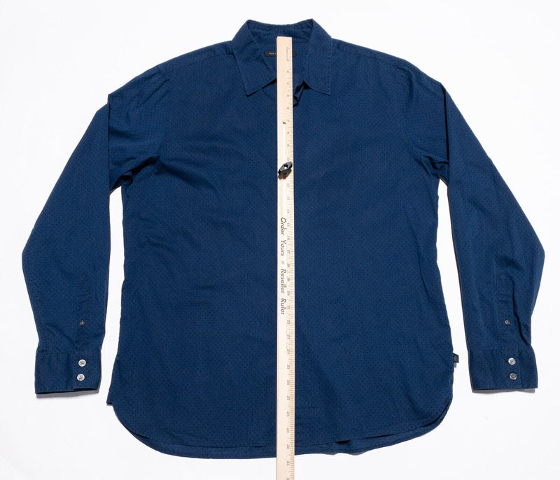 John Varvatos Polka Dot Shirt Men's Large Star USA Long Sleeve Blue Button-Up