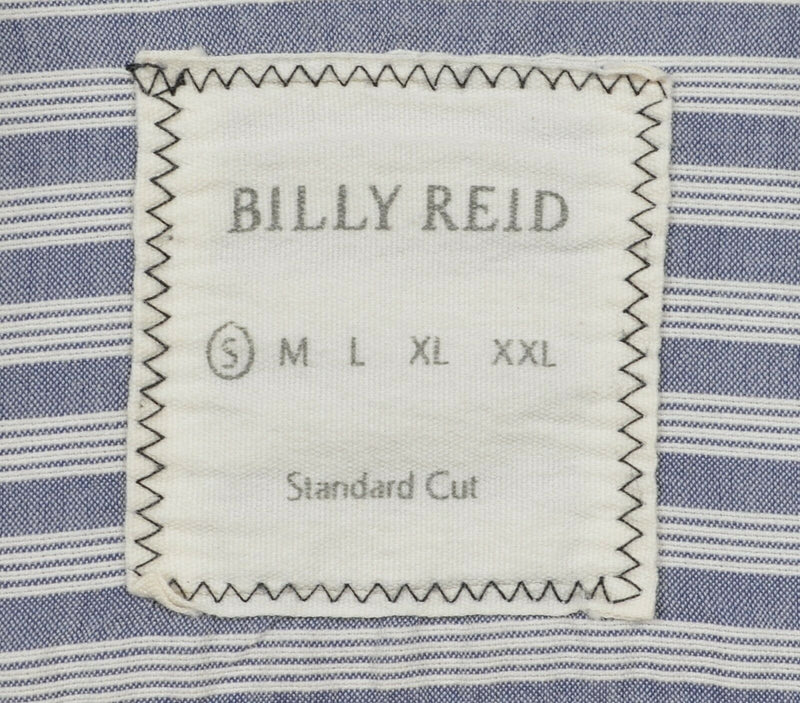 Billy Reid Men's Small Standard Cut Blue White Striped Italy Button-Down Shirt