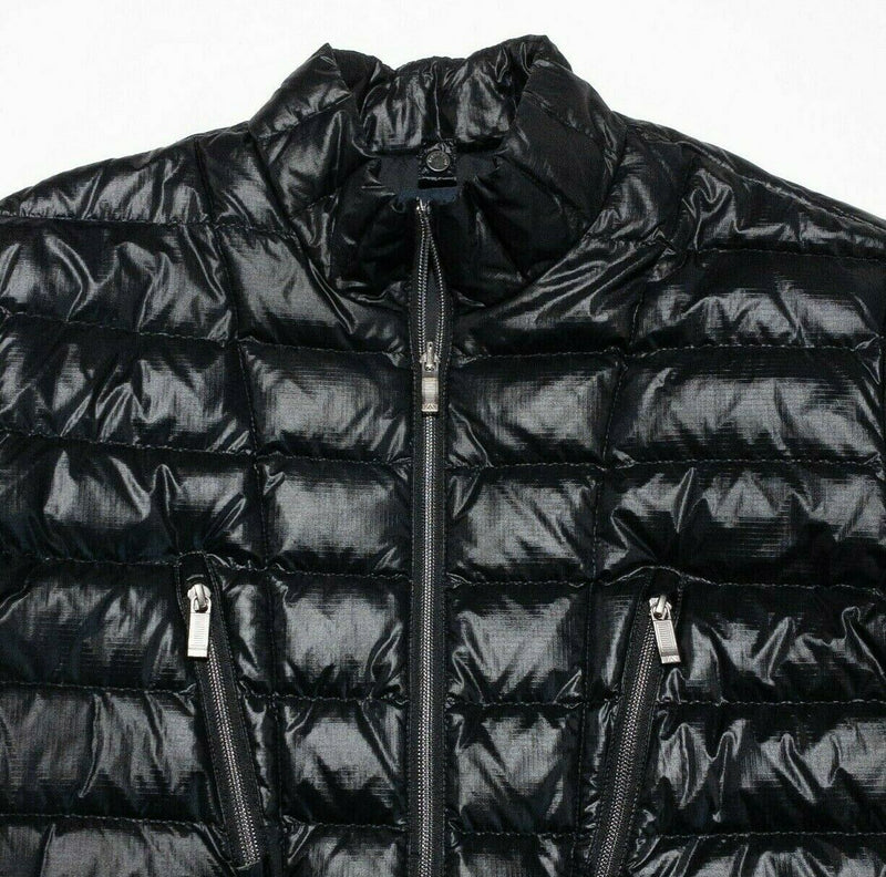 Zegna Sport Down Puffer Jacket Solid Black Full Zip Designer Men's Large