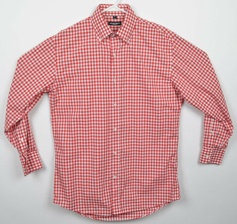 Bergdorf Goodman Men's Medium Tailored Fit Red Gingham Check Italian Shirt