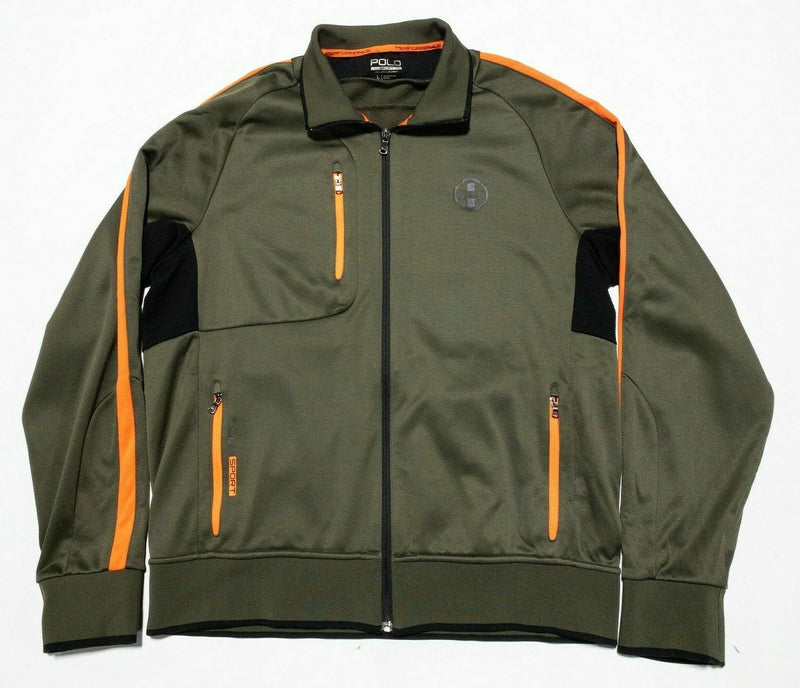 Polo Sport Ralph Lauren Track Jacket Olive Green Orange Full Zip Men's Large