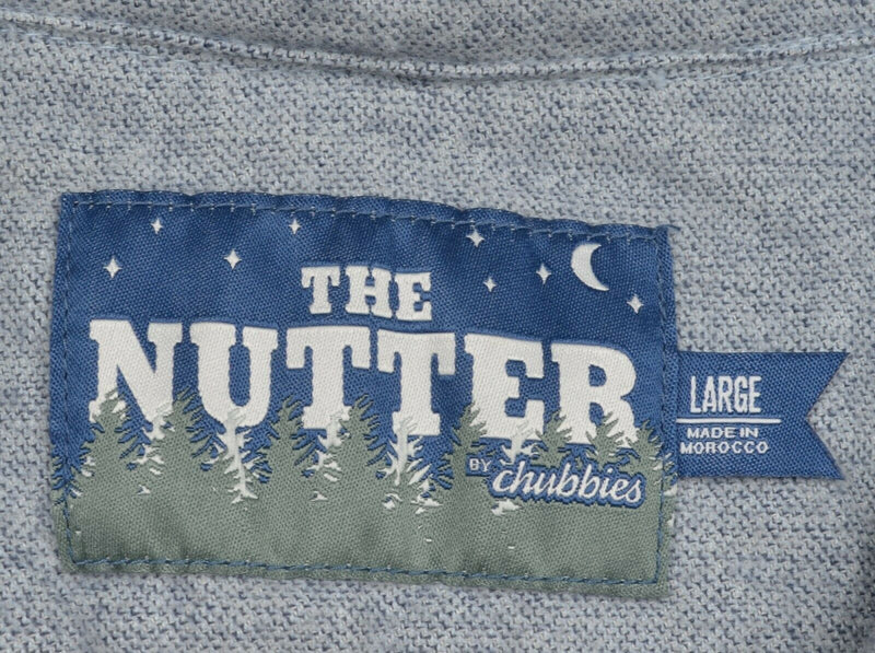 Chubbies The Nutter Men's Large Gray/Blue Button-Down Soft Flannel Shirt