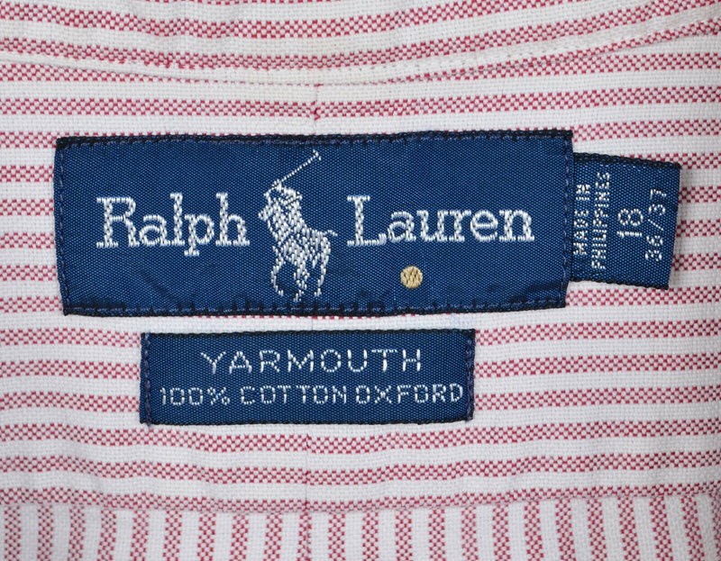 Polo Ralph Lauren Men's 18 36/37 (2XL) Pink/Red Striped Oxford Button-Down Shirt