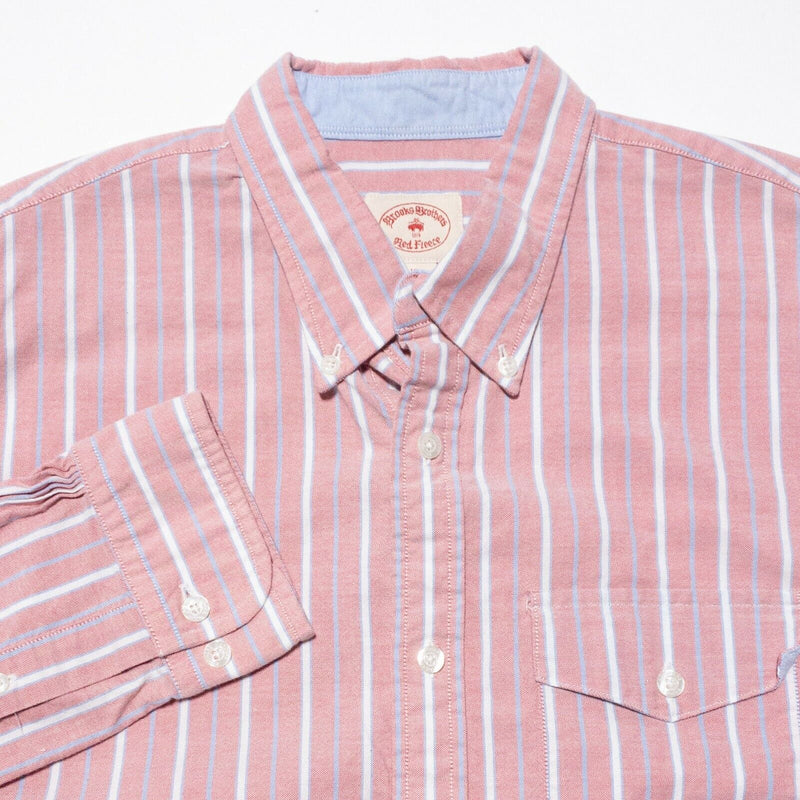 Brooks Brothers Pink Stripe Shirt Men's XL Button-Down Oxford