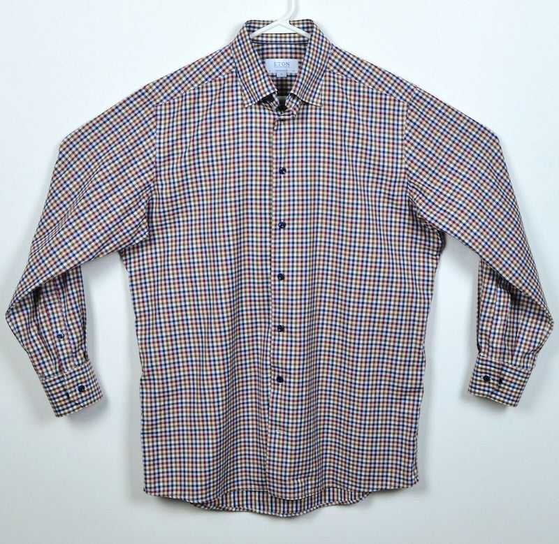 ETON Contemporary Men's Medium (40) Multi-Color Check Button-Down Dress Shirt