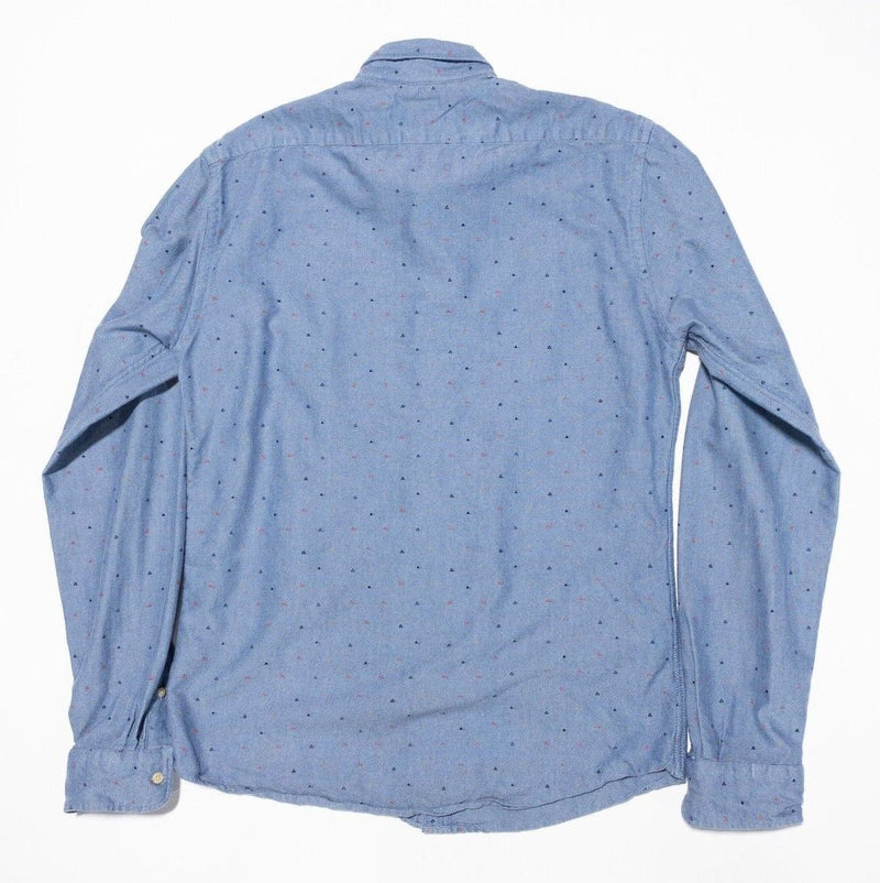 Scotch & Soda Shirt Medium Men's Long Sleeve Blue Oxford Triangle Dot Pattern
