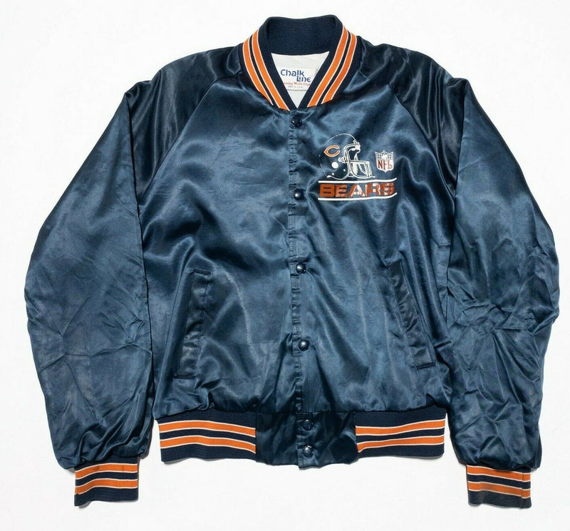 Chicago Bears Chalk Line Jacket Men's Medium Vintage 80s Bomber Satin Style Snap