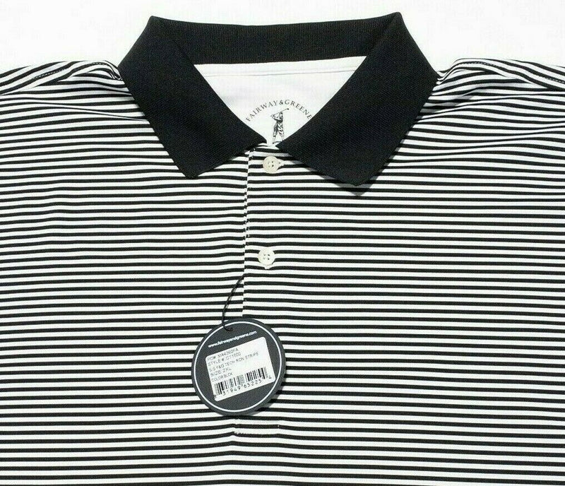 Fairway & Greene Golf Shirt 2XL Men's Polo Wicking Black Striped Performance