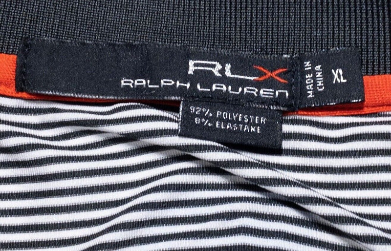 RLX Ralph Lauren Golf Polo XL Men's Black White Striped Contrast Collar Wicking