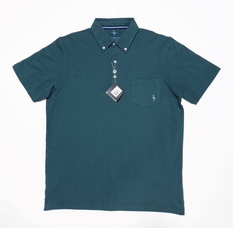 Tailorbyrd Polo Large Men's Shirt Solid Green Cotton Spandex Blend Short Sleeve