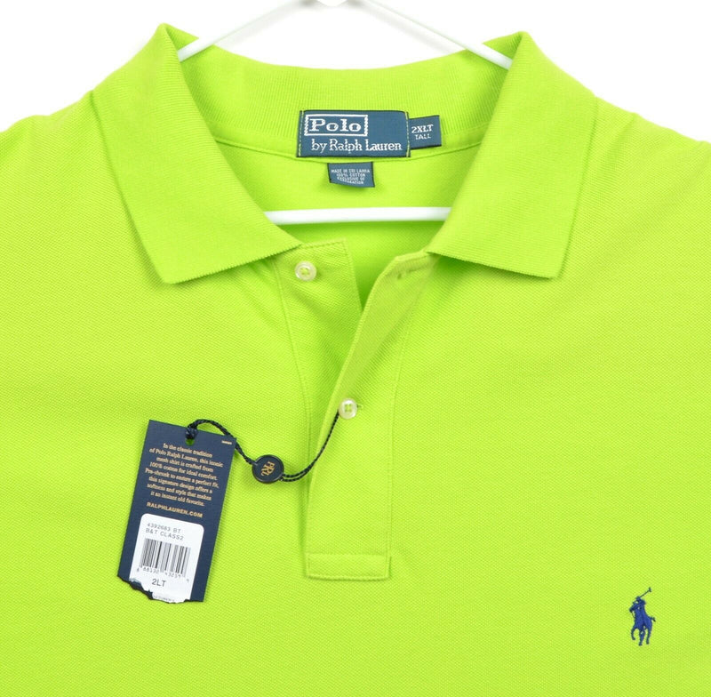 Polo Ralph Lauren Men's 2XLT Tall Solid Lime Green "The Mesh Shirt" Polo Shirt