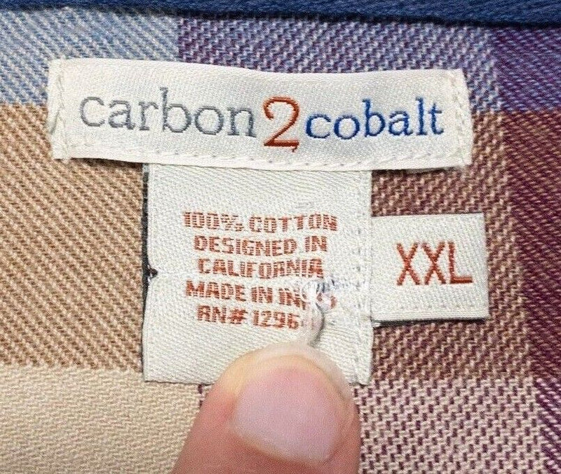 Carbon 2 Cobalt XXL Shirt Men's Colorful Check Long Sleeve Button-Front Blue