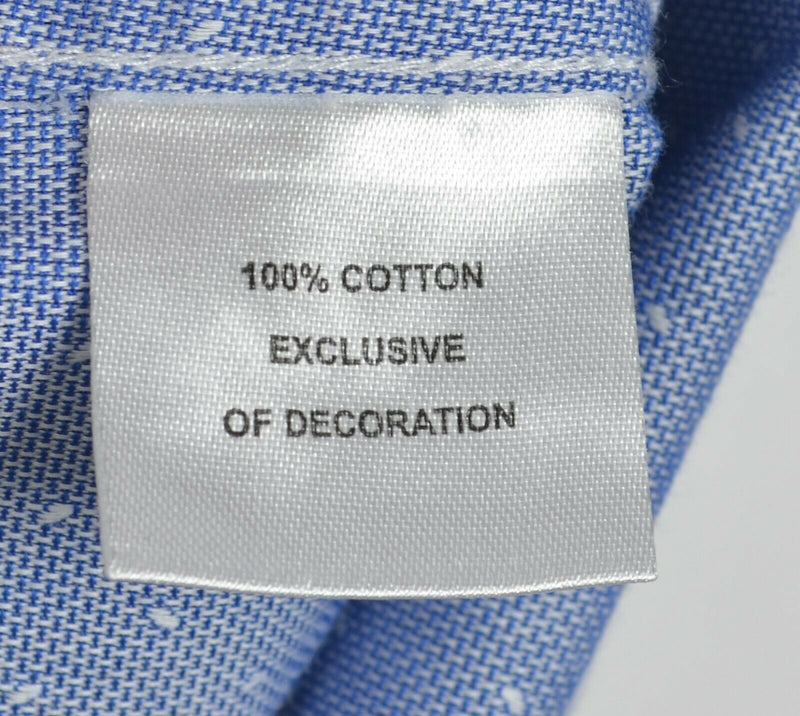 Tailorbyrd Collection Men's 16.5 Trim Non-Iron Flip Cuff Blue Polka Dot Shirt