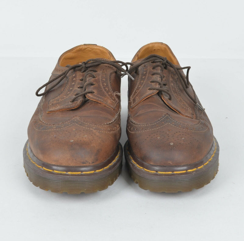 Vintage Dr Doc Martens Men 9 Wingtip Oxford Brown Leather Made in England Shoes