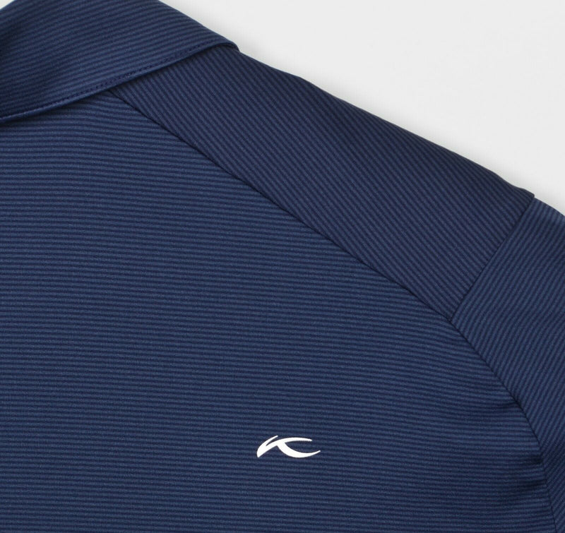 KJUS Men's 2XL/56 Navy Blue UPF 50+ Wicking Golf Striped Soren Polo Shirt
