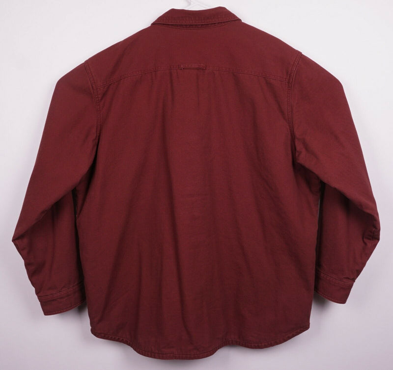 LL Bean Katahdin Iron Works Men's XL Canvas Snap-Front Fleece Lined Shirt Jacket