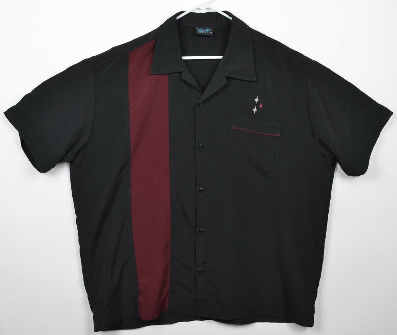 Vintage Steady Customs Men's 3XL Black Panel USA Bowling Camp Rockabilly Shirt