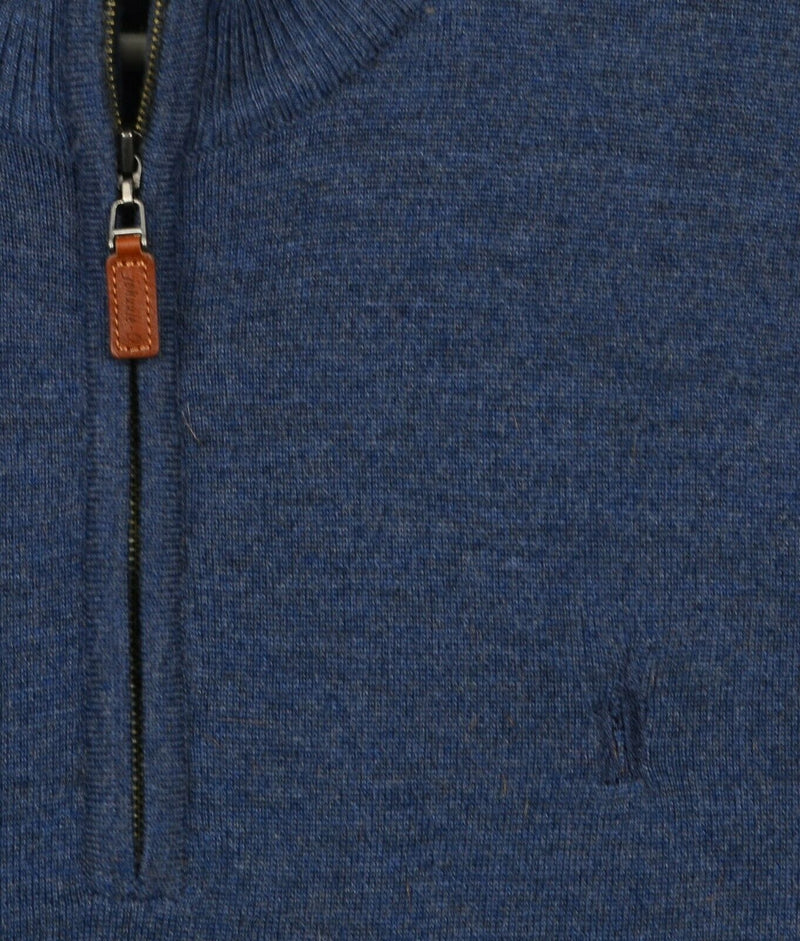 Johnnie-O Men's Medium 100% Merino Wool Blue Preppy 1/4 Zip Pullover Sweater