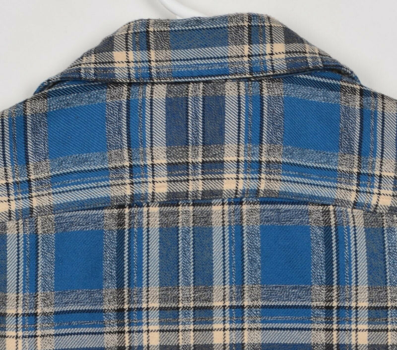 Polo Ralph Lauren Men's Small Blue Plaid Loop Collar Long Sleeve Flannel Shirt