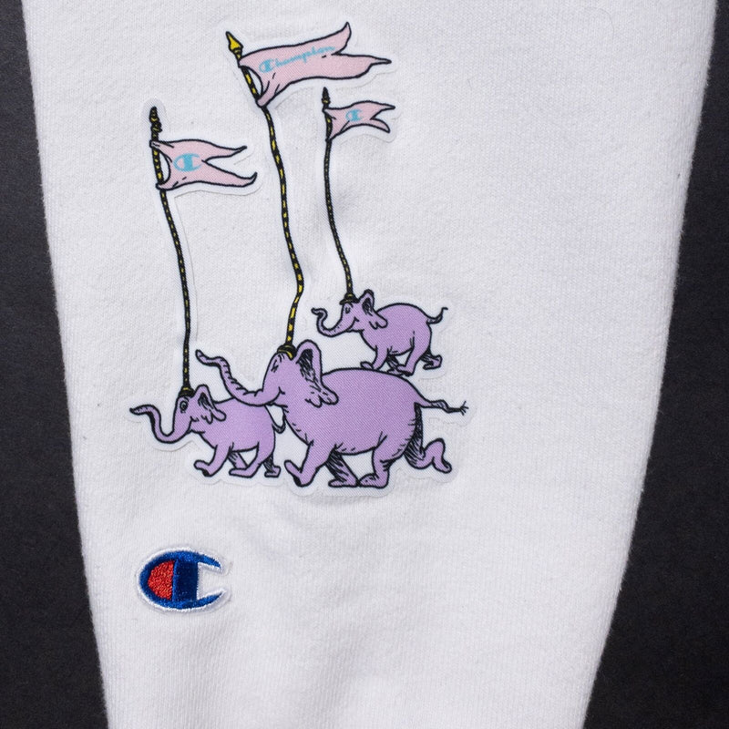 Champion x Dr. Seuss Hoodie Men's Medium Reverse Weave Sweatshirt White Horton