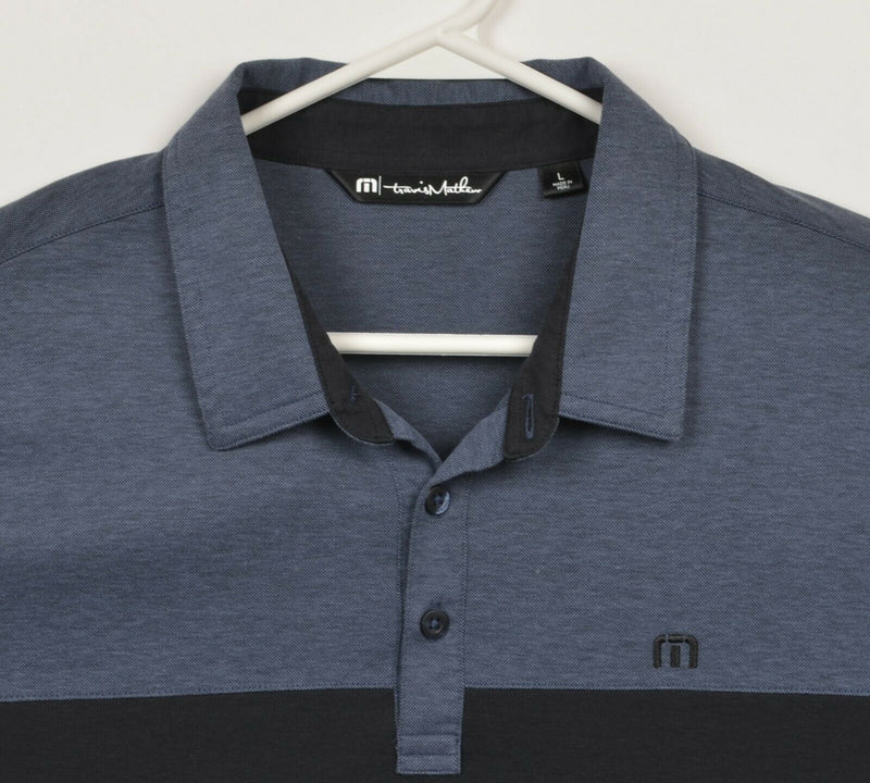 Travis Mathew Men's Large Blue Navy Two Tone Pima Cotton Poly Golf Polo Shirt