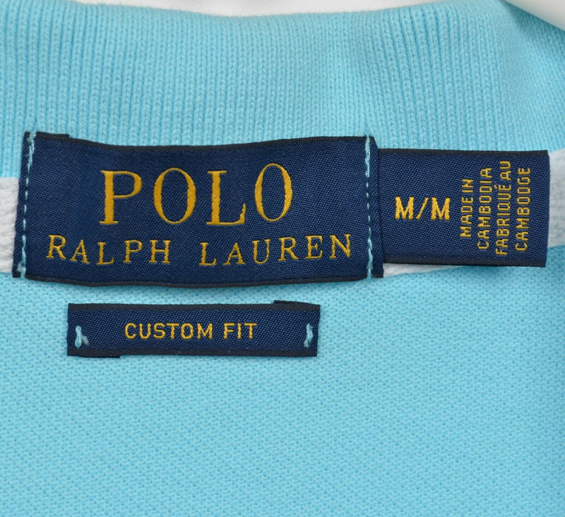 Polo Ralph Lauren Men's Medium Custom Fit Big Pony Embroidered Aqua Blue Shirt