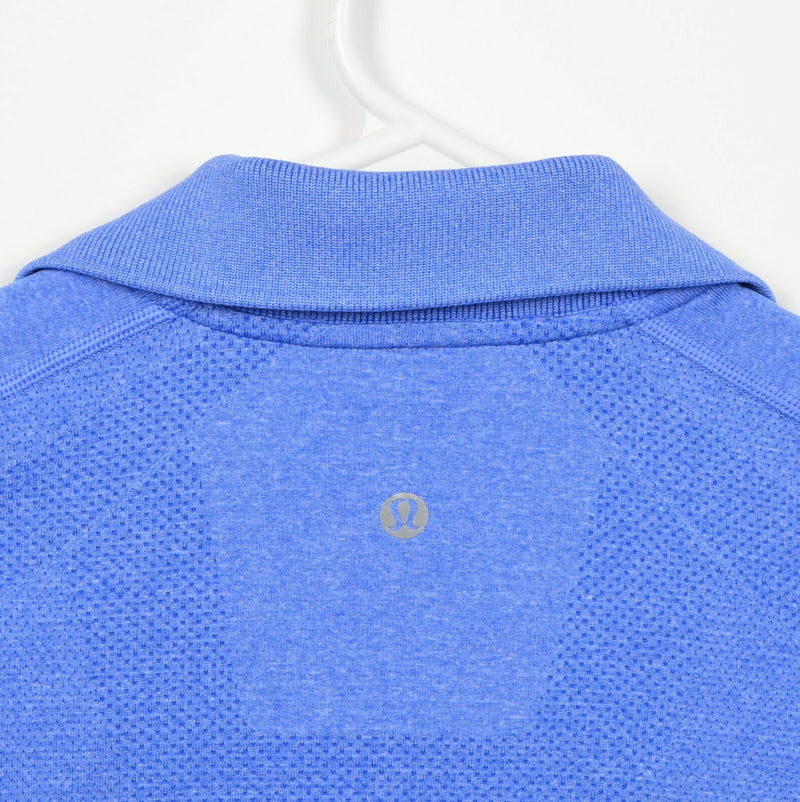 Lululemon Men's Large Heather Blue Athleisure Vented Stretch Wicking Polo Shirt