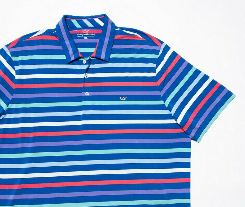 Vineyard Vines XXL Polo Men's Dewey Stripe Performance Golf Colorful Striped 2XL